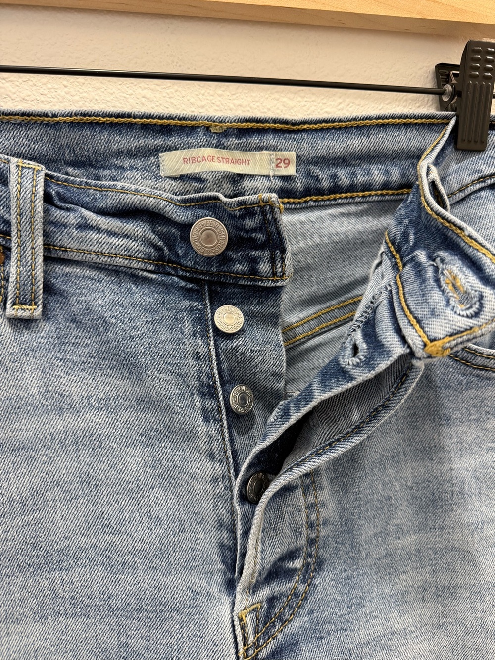 Levi’s Ribcage Straight Ankle Jeans Women’s 29 Light Wash High Rise Button Fly